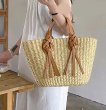 画像4: Braided leather handle basket tote bag　編み込みレザーハンドル籠かごトートバッグ (4)