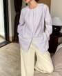 画像3: Women's  round neck lazy style pleated long sleeve shirt blouse 　ミドル丈 ラウンドネック プリーツ 長袖シャツブラウス (3)