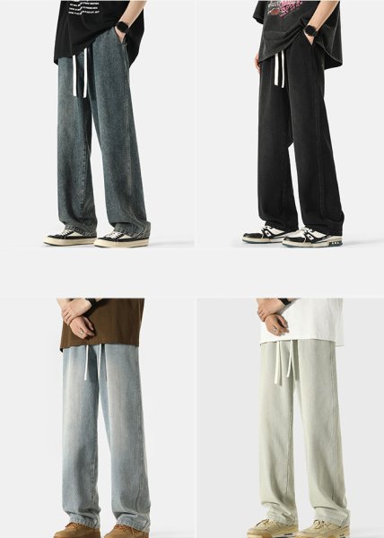 画像6: new high street washed straight jeans pants ユニセックス男女兼用デニムウォッシュストレートパンツ (6)