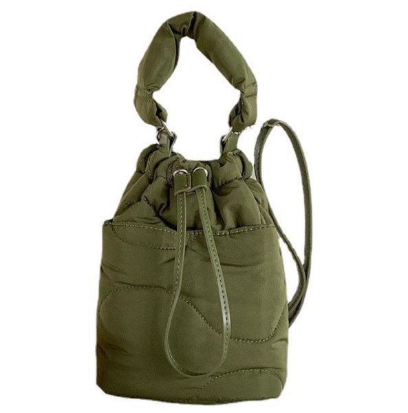 画像1: quilted cotton portable bucket tote shoulder crossbody bag 　キルティングバケット巾着トートショルダークロスボディーポシェットバッグ (1)