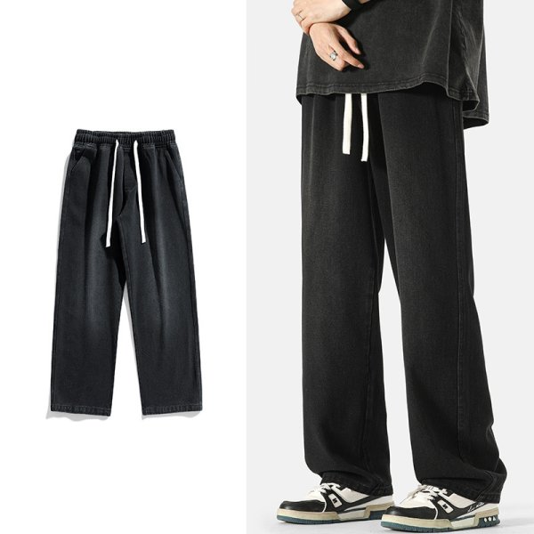 画像3: new high street washed straight jeans pants ユニセックス男女兼用デニムウォッシュストレートパンツ (3)