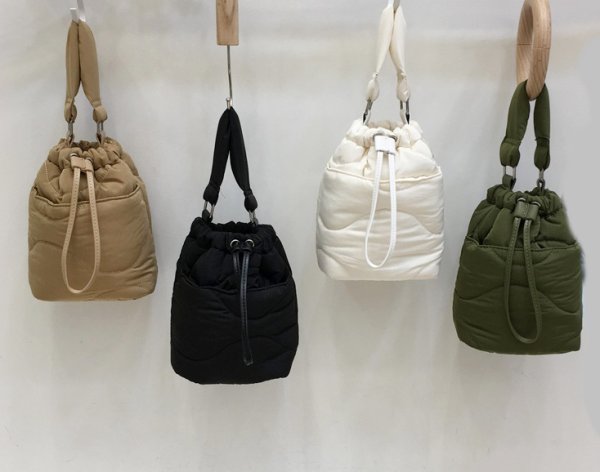 画像7: quilted cotton portable bucket tote shoulder crossbody bag 　キルティングバケット巾着トートショルダークロスボディーポシェットバッグ (7)