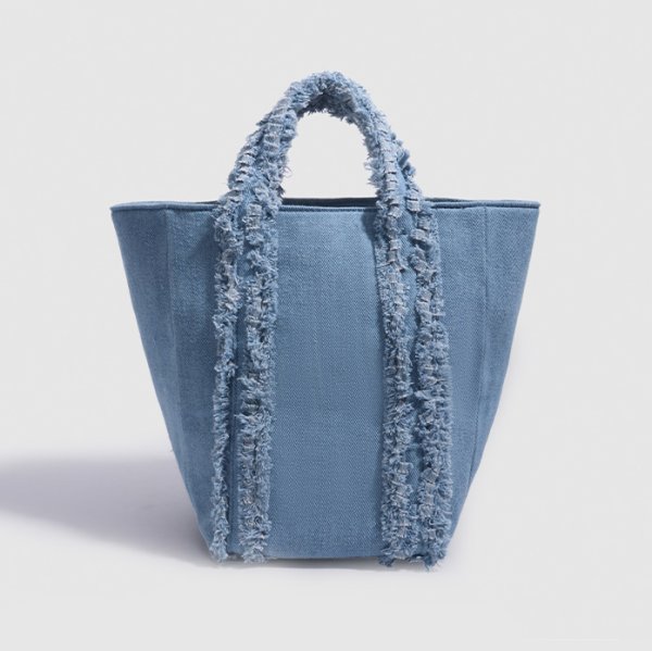 画像7:  letter denim versatile portable tote shoulder crossbody bag 　レターデニムフリンジトートショルダークロスボディーポシェットバッグ (7)