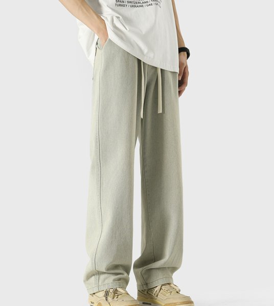 画像16: new high street washed straight jeans pants ユニセックス男女兼用デニムウォッシュストレートパンツ (16)