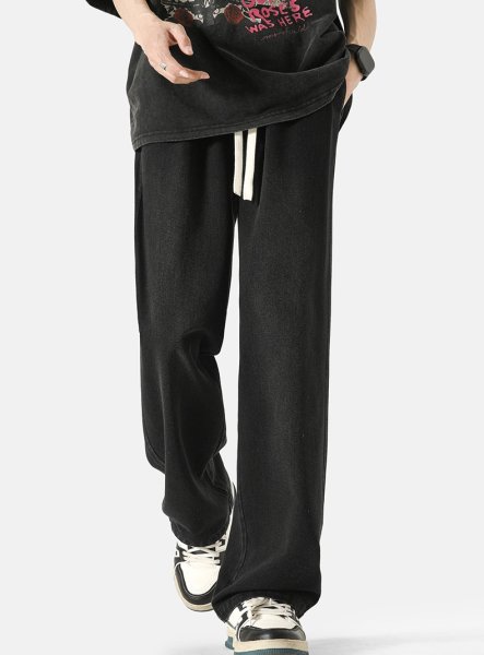 画像9: new high street washed straight jeans pants ユニセックス男女兼用デニムウォッシュストレートパンツ (9)