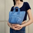 画像2:  letter denim versatile portable tote shoulder crossbody bag 　レターデニムフリンジトートショルダークロスボディーポシェットバッグ (2)