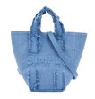 画像1:  letter denim versatile portable tote shoulder crossbody bag 　レターデニムフリンジトートショルダークロスボディーポシェットバッグ (1)
