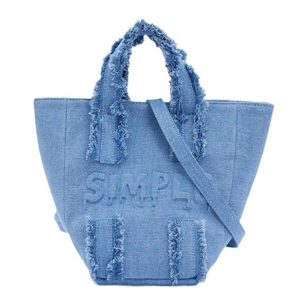 画像1:  letter denim versatile portable tote shoulder crossbody bag 　レターデニムフリンジトートショルダークロスボディーポシェットバッグ (1)