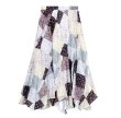 画像1: Women's contrast plaid floral irregular A-line skirt long maxi length　フローラルイレギュラーAラインロングマキシ丈スカートカントリーウエスタン (1)