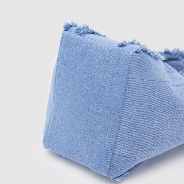 画像8:  letter denim versatile portable tote shoulder crossbody bag 　レターデニムフリンジトートショルダークロスボディーポシェットバッグ (8)