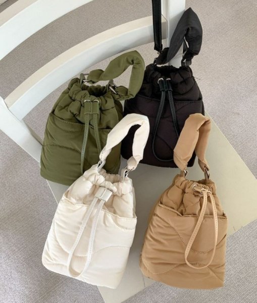 画像6: quilted cotton portable bucket tote shoulder crossbody bag 　キルティングバケット巾着トートショルダークロスボディーポシェットバッグ (6)