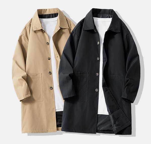 画像3: Double pocket mid-length standard coat　ユニセックス男女兼用ダブルポケットスタンダードシンプルロング コート (3)