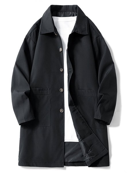 画像2: Double pocket mid-length standard coat　ユニセックス男女兼用ダブルポケットスタンダードシンプルロング コート (2)