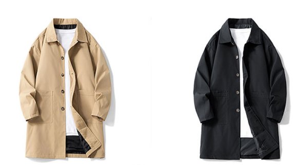 画像4: Double pocket mid-length standard coat　ユニセックス男女兼用ダブルポケットスタンダードシンプルロング コート (4)