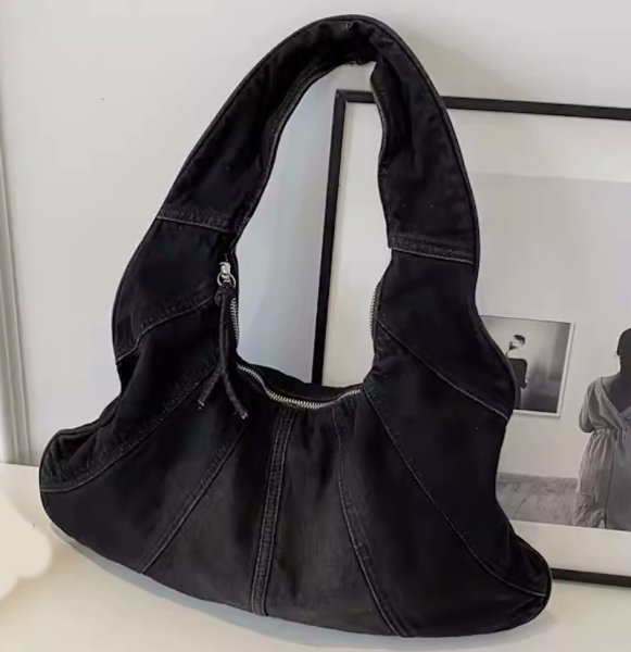 画像3: One Shoulder Denim Under Arm Tote Shoulder Bag 　デニムクロワッサン三日月型アンダーアームトートショルダーバッグ (3)