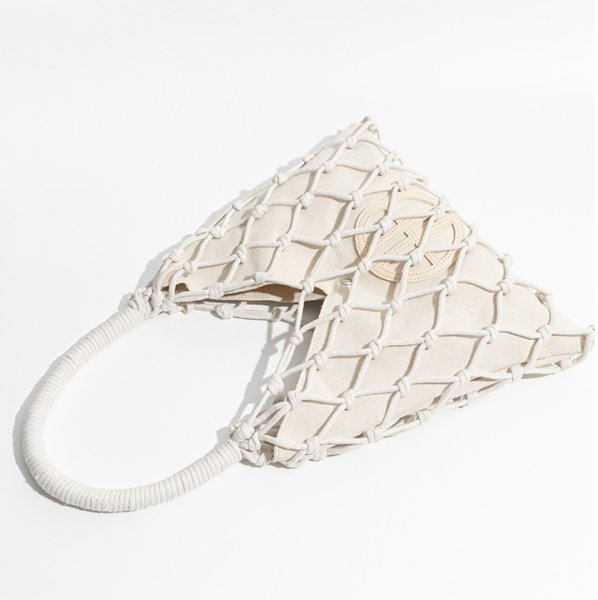 画像11: seaside vacation woven hollow shoulder underarm tote bag mesh bag 　メッシュ編みバケイショントートショルダーショッピングバッグ (11)