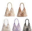 画像6: seaside vacation woven hollow shoulder underarm tote bag mesh bag 　メッシュ編みバケイショントートショルダーショッピングバッグ (6)