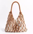画像1: seaside vacation woven hollow shoulder underarm tote bag mesh bag 　メッシュ編みバケイショントートショルダーショッピングバッグ (1)