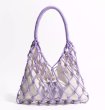 画像5: seaside vacation woven hollow shoulder underarm tote bag mesh bag 　メッシュ編みバケイショントートショルダーショッピングバッグ (5)