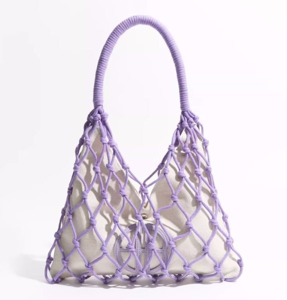 画像5: seaside vacation woven hollow shoulder underarm tote bag mesh bag 　メッシュ編みバケイショントートショルダーショッピングバッグ (5)