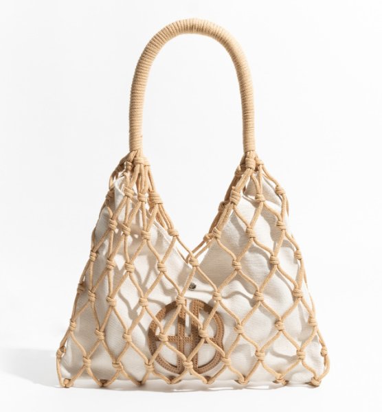 画像3: seaside vacation woven hollow shoulder underarm tote bag mesh bag 　メッシュ編みバケイショントートショルダーショッピングバッグ (3)