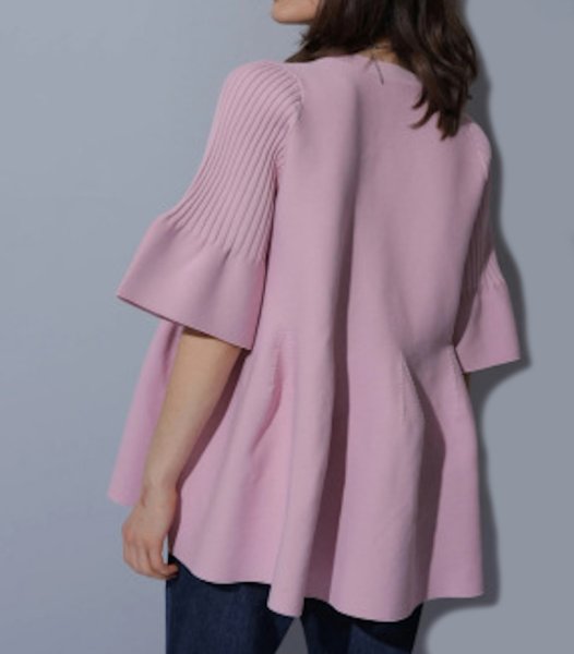 画像6: Women's bell sleeve loose solid color short-sleeved knitted T-shirt　ミドル丈 ベルスリーブニットセーターチュニック (6)