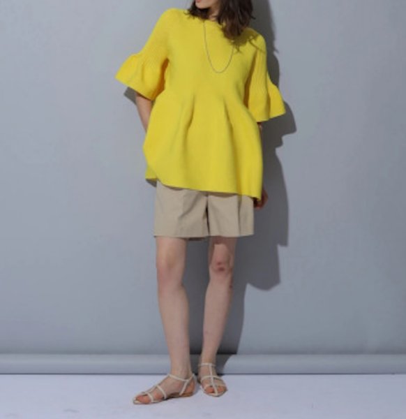 画像4: Women's bell sleeve loose solid color short-sleeved knitted T-shirt　ミドル丈 ベルスリーブニットセーターチュニック (4)