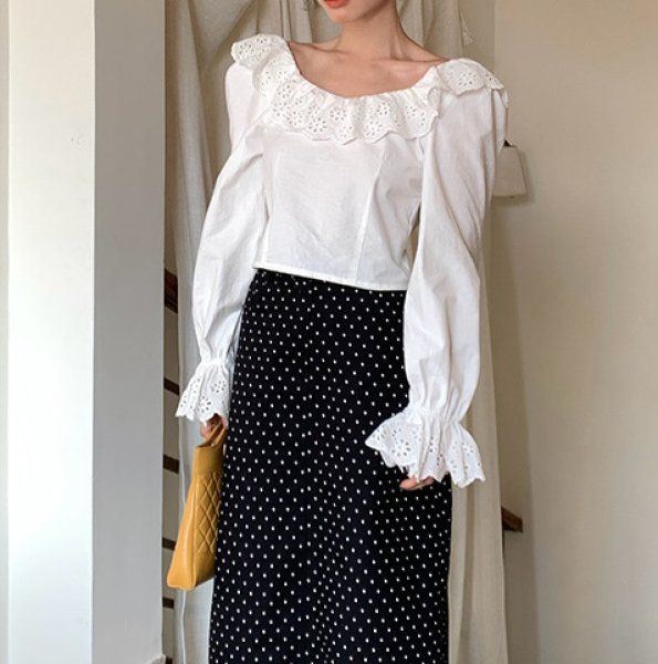 画像5: Women's two-wear bow tie chic shirt　ツーウェア蝶ネクタイボウレース付きブラウス (5)