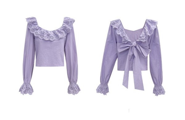 画像6: Women's two-wear bow tie chic shirt　ツーウェア蝶ネクタイボウレース付きブラウス (6)