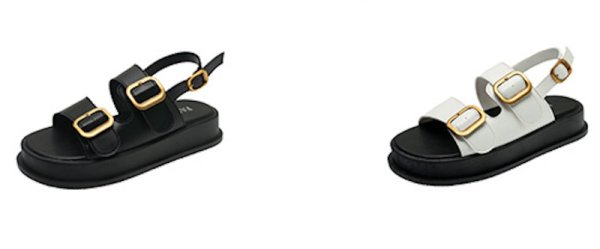画像3: DOUBLE BUCKLE BACK STURUP FLAT SANDALS shoes　ダブルゴールドバックルレザーフラットバックベルトサンダルシューズ (3)