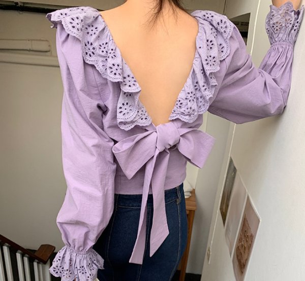 画像2: Women's two-wear bow tie chic shirt　ツーウェア蝶ネクタイボウレース付きブラウス (2)