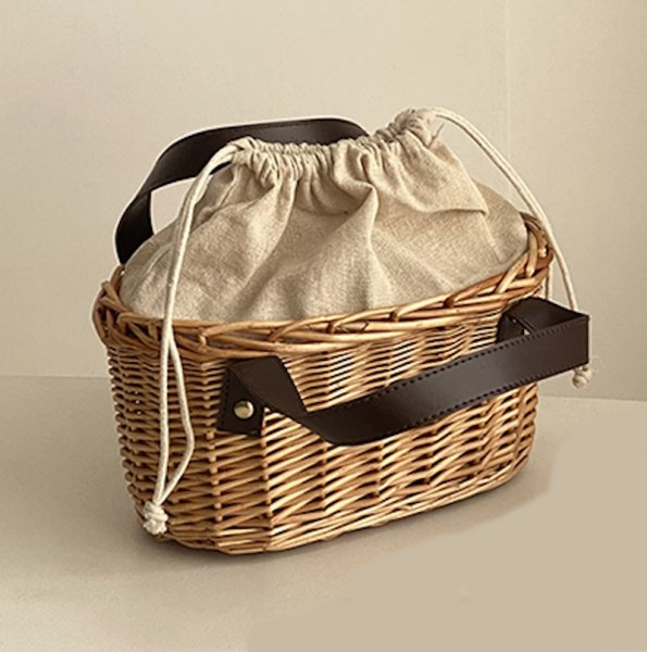 画像3: bamboo basket handbag  tote bag 　バケットトート籠かごバッグ (3)