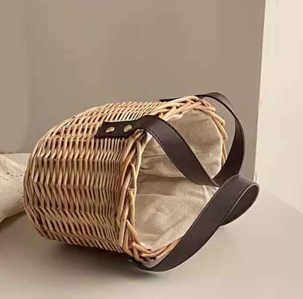 画像4: bamboo basket handbag  tote bag 　バケットトート籠かごバッグ (4)