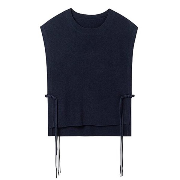 画像7: Women's Button knit vest + long sleeve striped shirt set　ボタンニットベスト＋長袖ストライプシャツ セット (7)