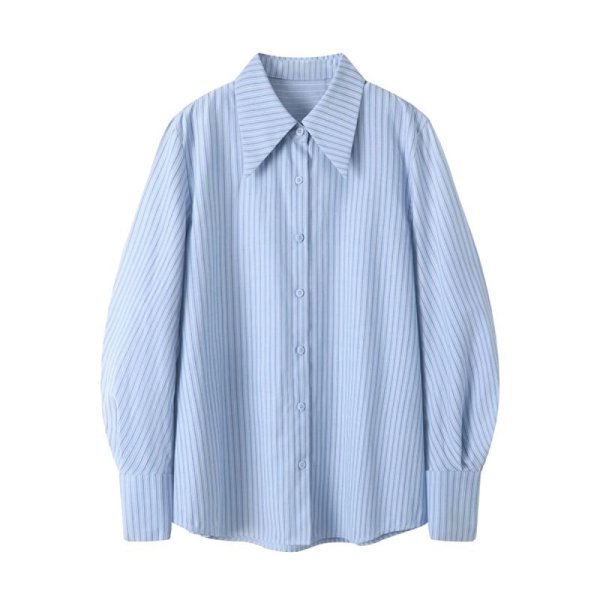 画像6: Women's Button knit vest + long sleeve striped shirt set　ボタンニットベスト＋長袖ストライプシャツ セット (6)