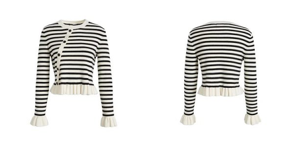 画像4: Women's sleeve ruffle hem sweater pullover round neck sweater　スリーブ＆裾フリルフラウンドネックセーター (4)