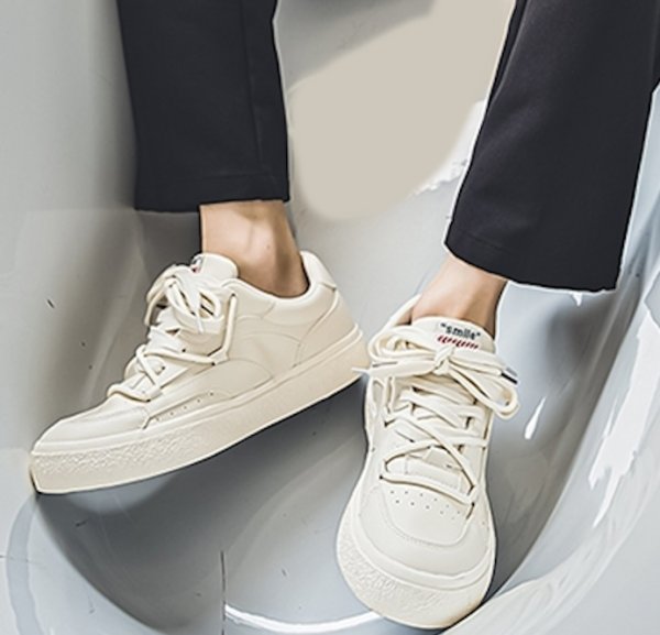 画像4: leather simple style lace up sneakers　男女兼用ユニセックスシンプルレザーレースアップレザースニーカー (4)