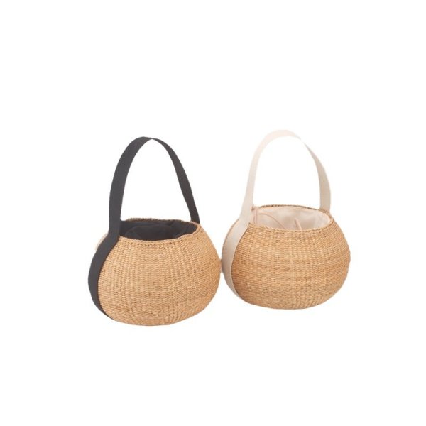 画像9: Yellow glass round frame basket bag tote bag 　イエローグラス丸型ワンハンドルトート籠かごバッグ (9)