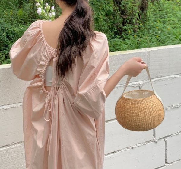 画像7: Yellow glass round frame basket bag tote bag 　イエローグラス丸型ワンハンドルトート籠かごバッグ (7)