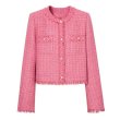 画像1: barbie pink tweed jacket　バービーピンクツイードフリンジジャケット (1)