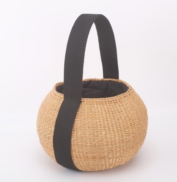 画像10: Yellow glass round frame basket bag tote bag 　イエローグラス丸型ワンハンドルトート籠かごバッグ (10)