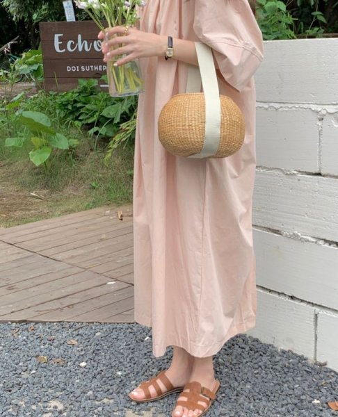 画像8: Yellow glass round frame basket bag tote bag 　イエローグラス丸型ワンハンドルトート籠かごバッグ (8)