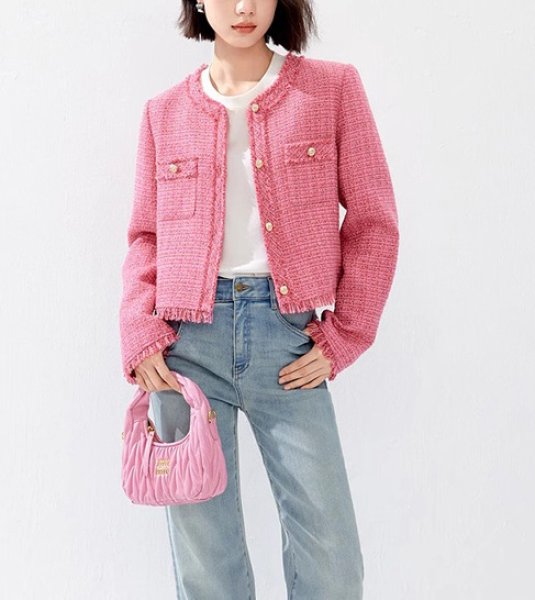 画像5: barbie pink tweed jacket　バービーピンクツイードフリンジジャケット (5)