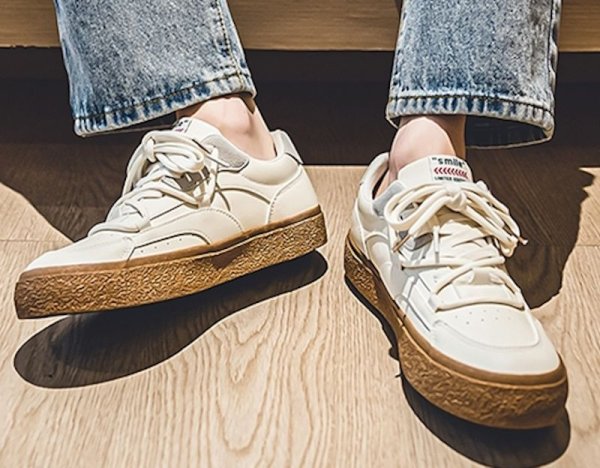 画像3: leather simple style lace up sneakers　男女兼用ユニセックスシンプルレザーレースアップレザースニーカー (3)