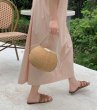画像4: Yellow glass round frame basket bag tote bag 　イエローグラス丸型ワンハンドルトート籠かごバッグ (4)
