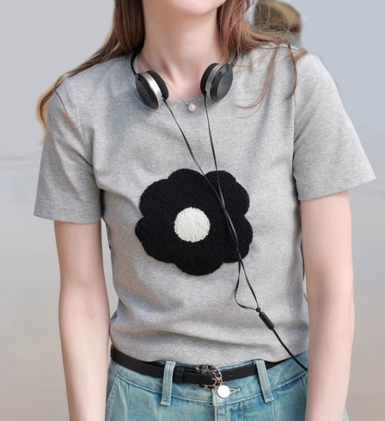 画像3: Women's Big flower short T-shirt　ビッグフラワーショート丈半袖Tシャツ (3)