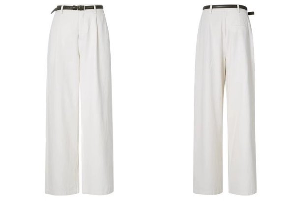 画像8:  Simple Off-White Straight Jeans　オフホワイトカラーデニムシンプルワイドストレートパンツ (8)