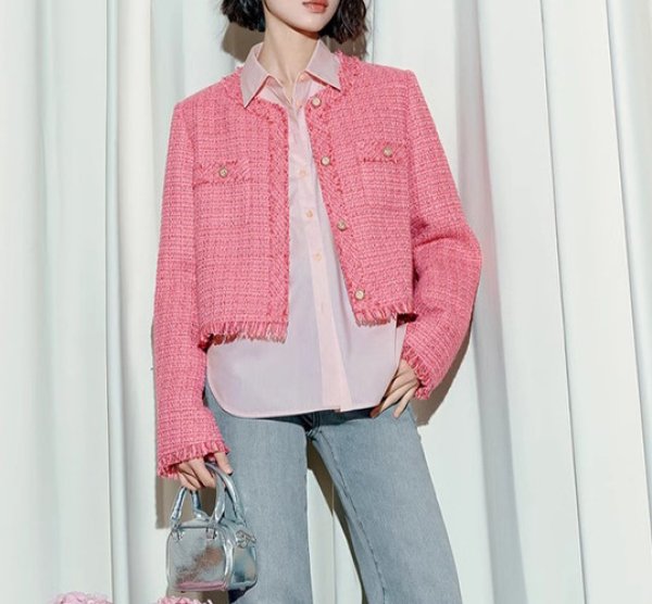 画像4: barbie pink tweed jacket　バービーピンクツイードフリンジジャケット (4)