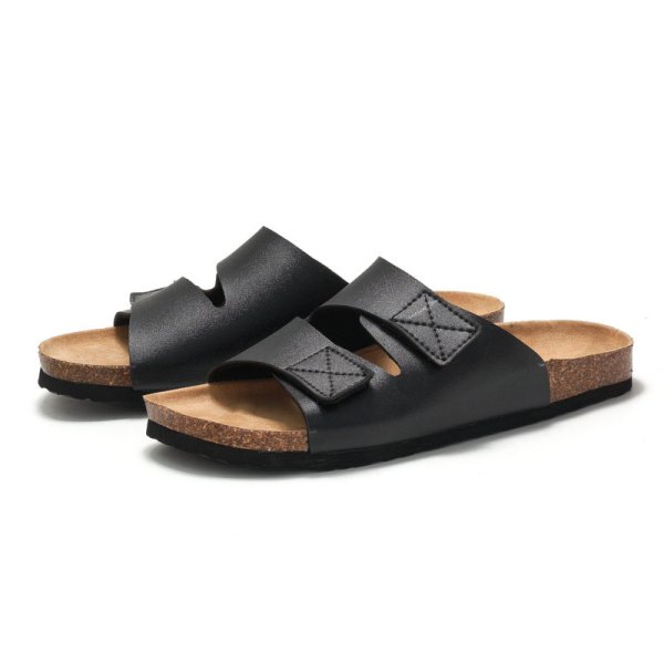 画像4: leather velcro Sandals flat casual shoes  　男女兼用ユニセックスレザーベルクロ レギュラー サンダルフラットスリッパ (4)