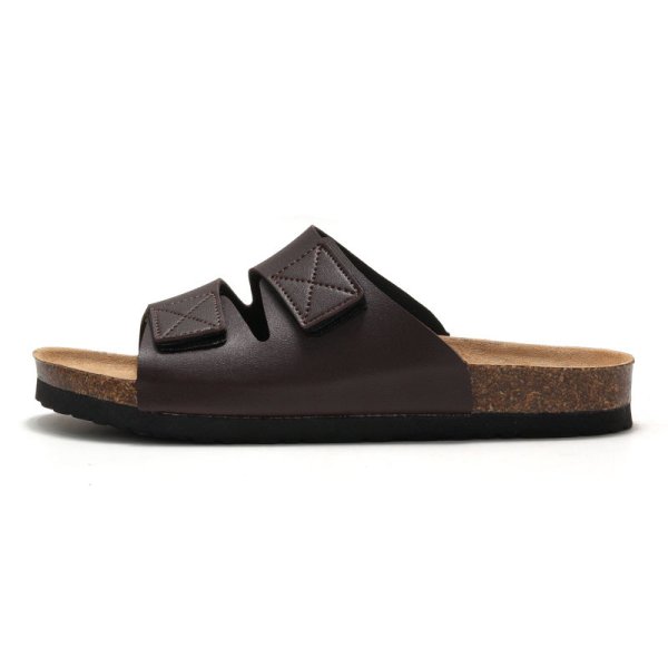 画像2: leather velcro Sandals flat casual shoes  　男女兼用ユニセックスレザーベルクロ レギュラー サンダルフラットスリッパ (2)
